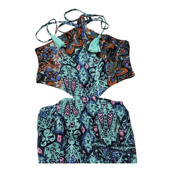 Free People‎ Maribelle Navy Blue Print Jumpsuit Wide Leg Sleeveless Women's XS - Picture 7 of 9